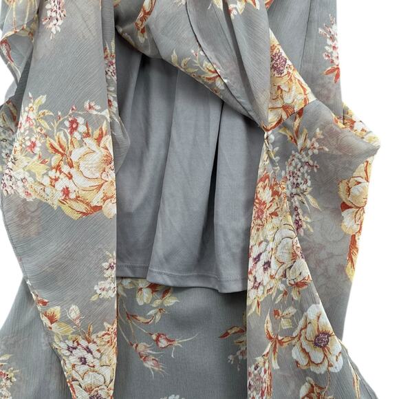 Jessica Simpson Maternity Grey Floral Print Ruffle Sleeveless Maxi Dress Large - Picture 5 of 10